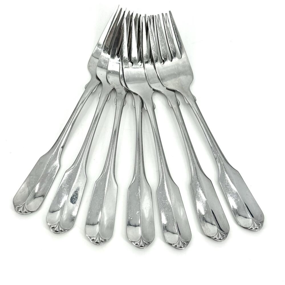 Oneida GLORIA MONTCLAIR LTD Wm A Rogers Stainless SALAD FORKS Lot of 7 - 6.75”